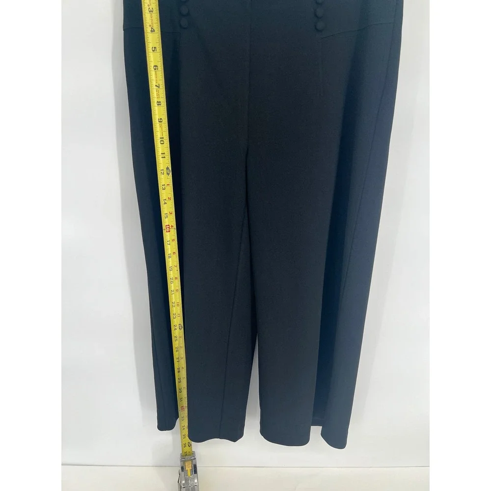 NYCC New York Clothing Co Black Wide Leg Sailor Button Trousers Pants Sz 12
